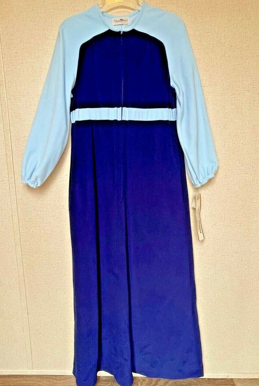 Vassarette Velvelour Junior size 13 House Robe Gown BLUE Vintage Made in USA